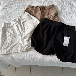 NWT Stradivarius Women's Shorts in White, Black, and Brown
